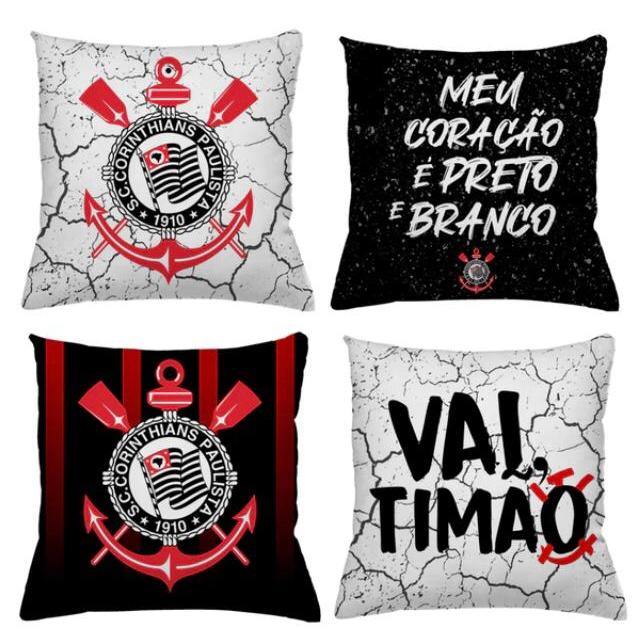KIT COM 4 MINI ALMOFADAS 23x23 PERSONALIZADAS DE TIME  COM ENCHIMENTO em Oferta na Shopee