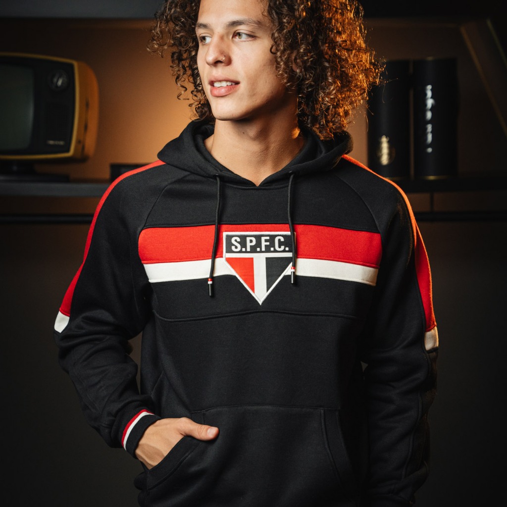 Blusão Moletom Retrô São Paulo Preto Masculino Oficial - Men Clothes