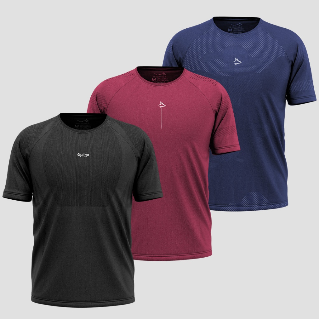 Kit 3 Camisetas Apex Sem costura Alpha Co - Men Clothes