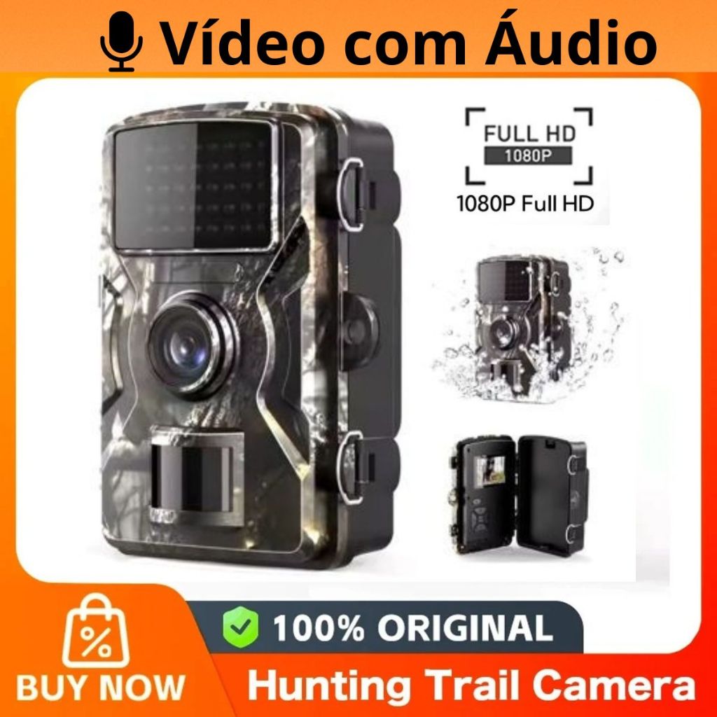 Câmera de Trilha Mini para Caça com Visão Noturna – Armadilha Trap para Observação de Animais