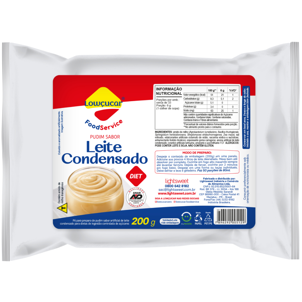 Pudim Lowcucar Zero Açúcares Sabor Leite Condensado Doces Diet Rende 56 porções Aprovado Anad - 200g