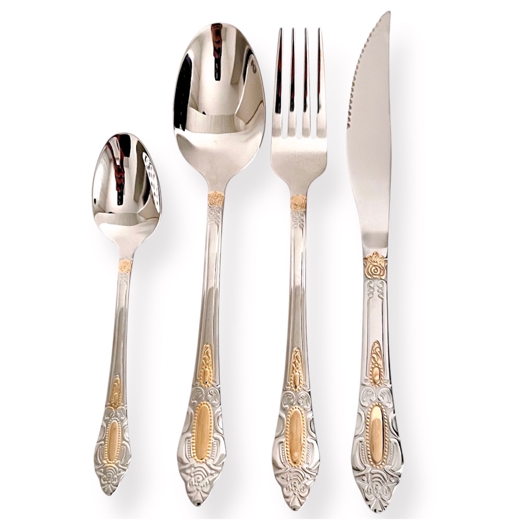 Conjunto 24 peças Talher Aço Inox Classic Mart em Oferta na Shopee