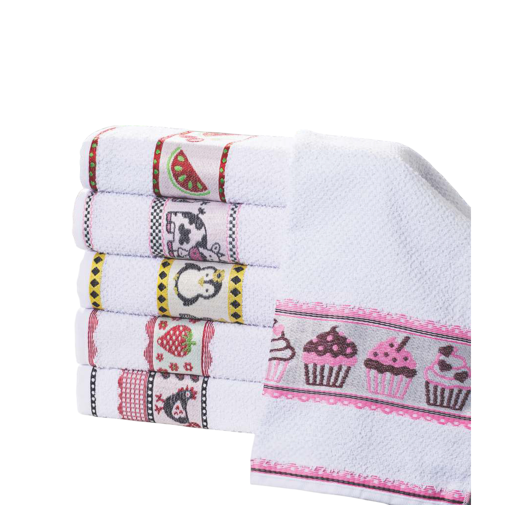 Kit 12pçs Pano de Copa Luxo Clássico Felpa Premium 50x65cm 100%algodão Desenhos Sortidos
