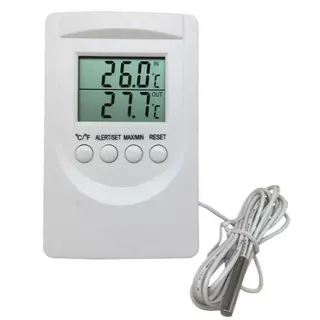 Termômetro Digital Alarme Temperatura Máxima e Mínima Interno Externo com cabo Certificado Calibraçã
