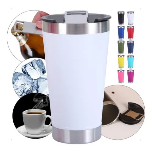 Copo Térmico Aço Inox Quente Frio 473ml Com Tampa Abridor De Garrafas em Oferta na Shopee