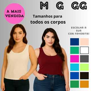 Regata Feminina básica VISCOLYCRA/ blusinha com alça larga P M G GG em Oferta na Shopee