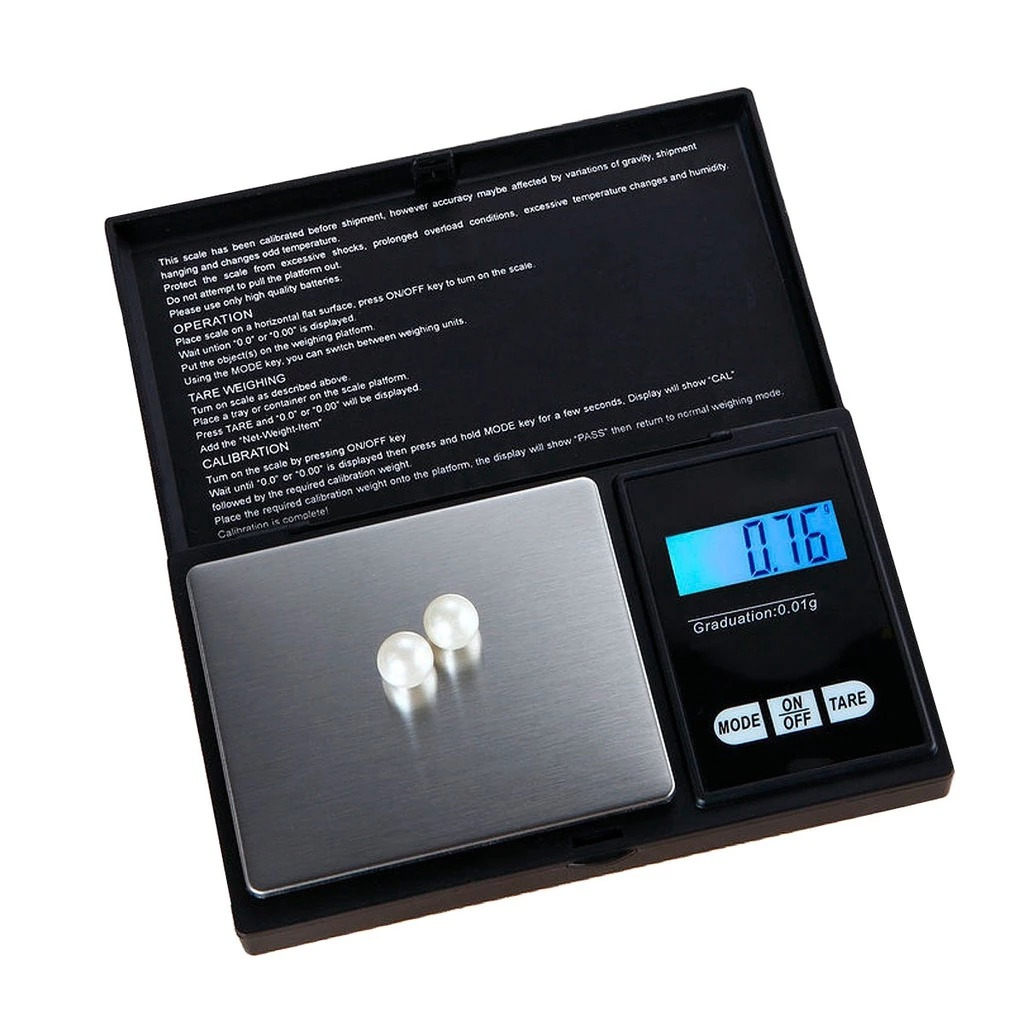 QIU - Mini Balança Digital Alta Precisão Portátil 0,1g-200g/0,1g-500g Para Jóias Farmácia e Outros