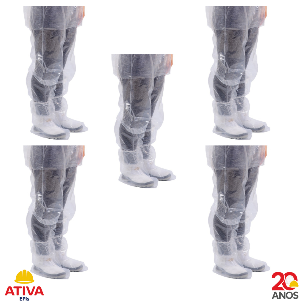 Kit c/ 5 Calças Polietileno Prevemax Impermeável C/ Elástico Transparente CA 30355 em Oferta na Shopee