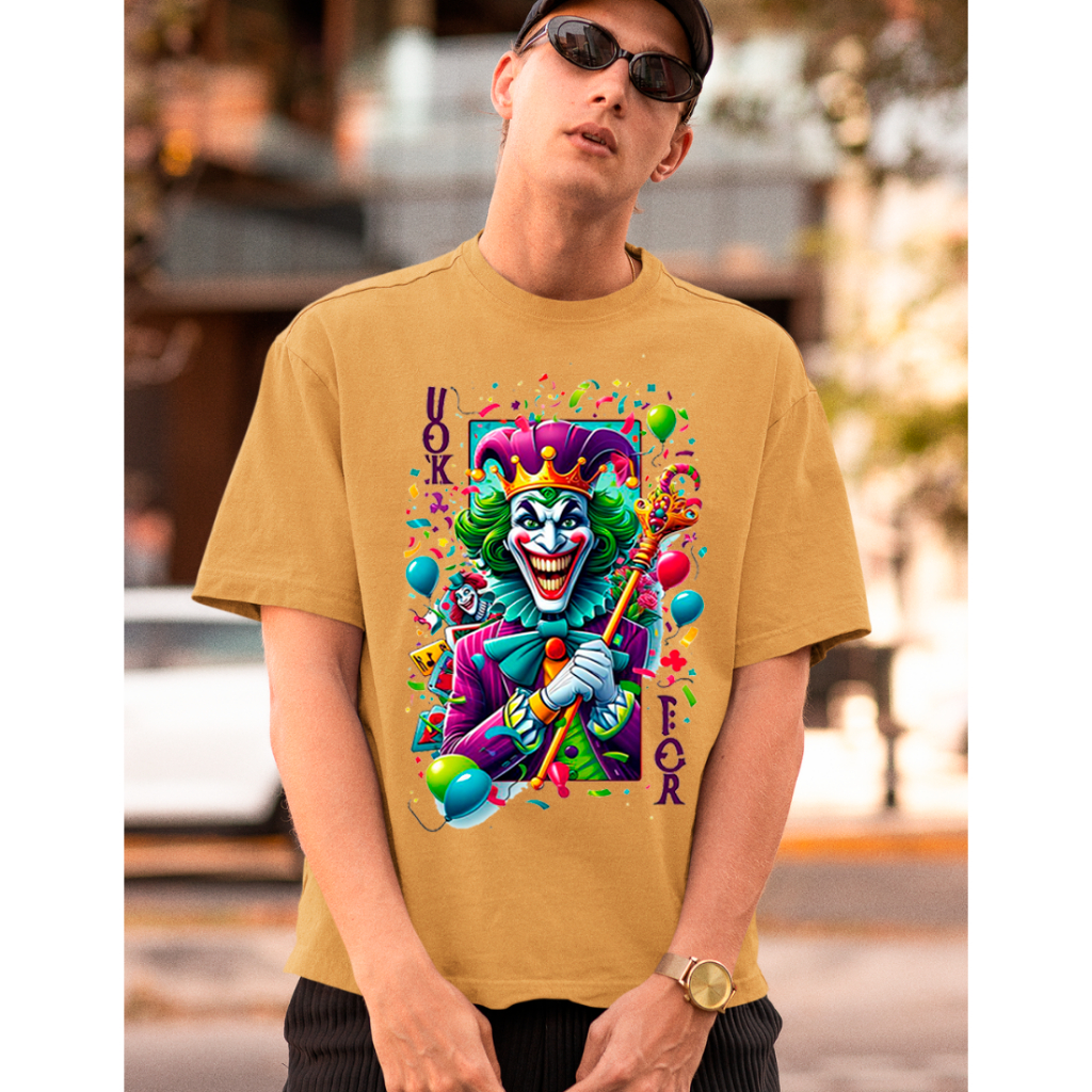 Camisa Masculina Modelo Oversized Estampa Palhaço Joker Cores Vivas 100% Algodão Premium