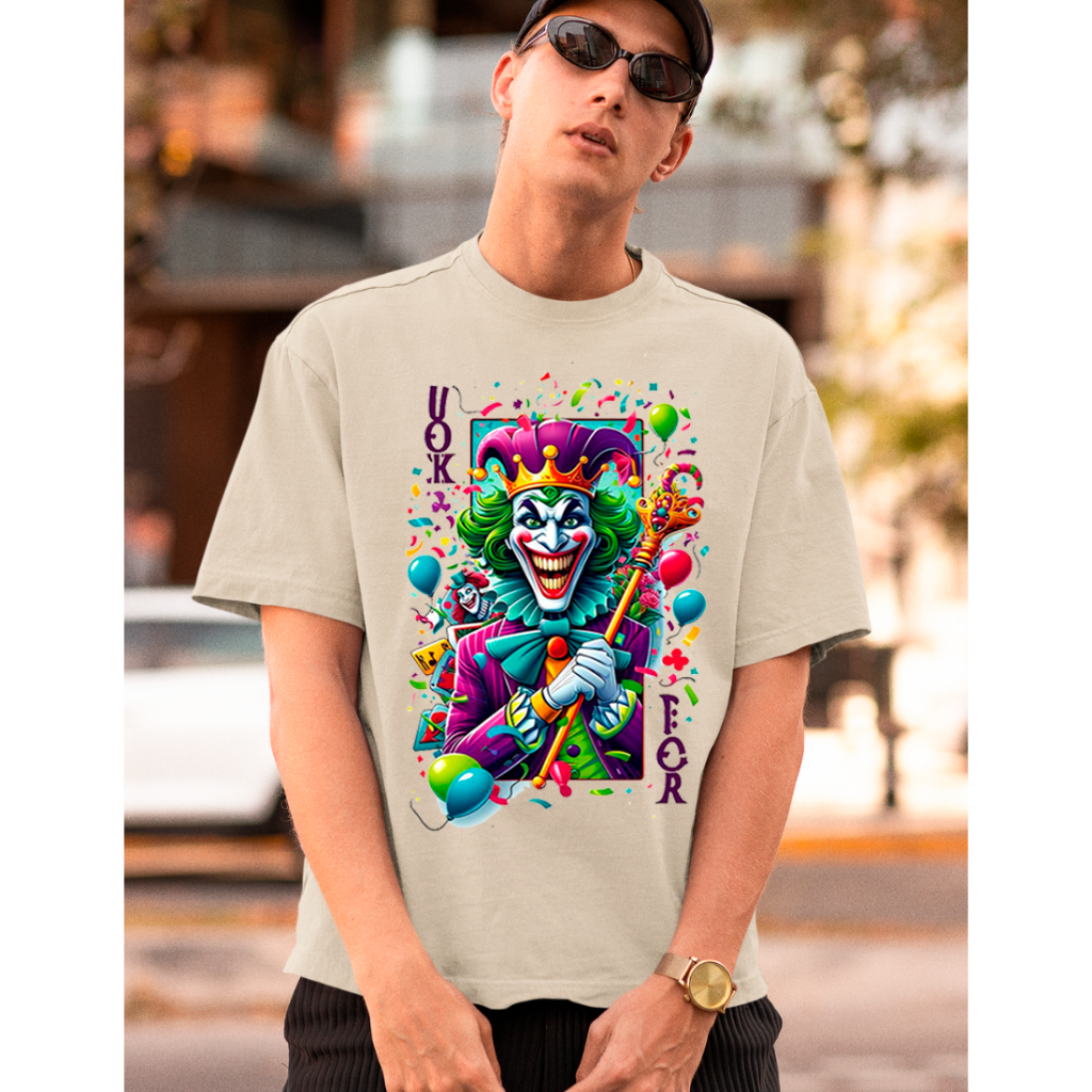 Blusa Camiseta Oversized Palhaço Joker Manga Curta Malha 100% Algodão Coleção Nova 2025