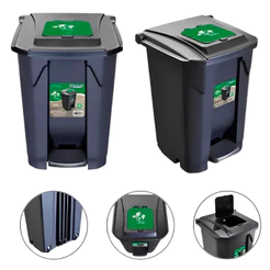 Lixeira Preta 60 Litros Coleta Grande Tampa Click Cozinha Preto
