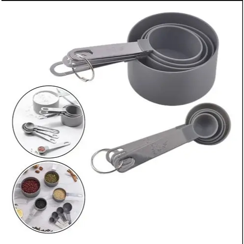 Kit Colher Medidora 8 Peças Plástico Inox Medidor