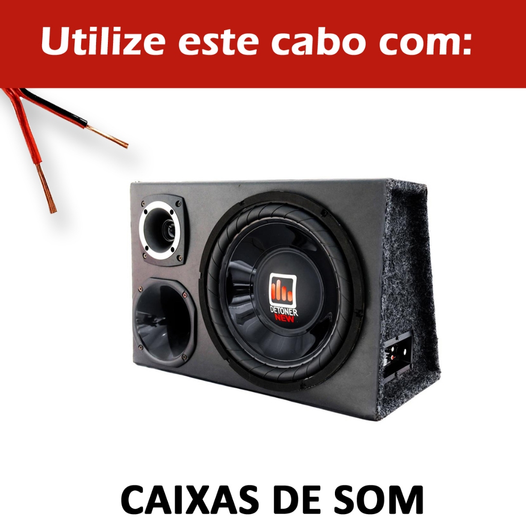 Cabo Fio Paralelo 2x1,00 mm Bicolor Cristal Vermelho e Preto 100mt