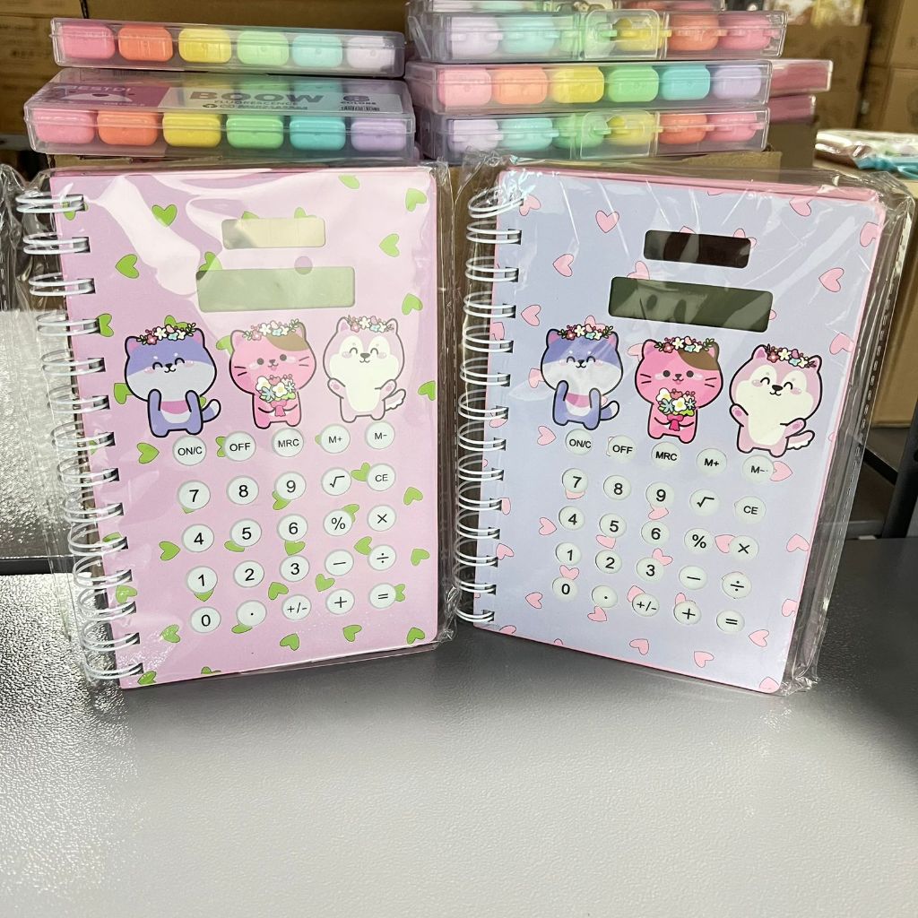 Agenda Caderno com Calculadora Solar Embutida 3 animais 80 Páginas Capa Dura - Sem Uso de Pilhas em Oferta na Shopee