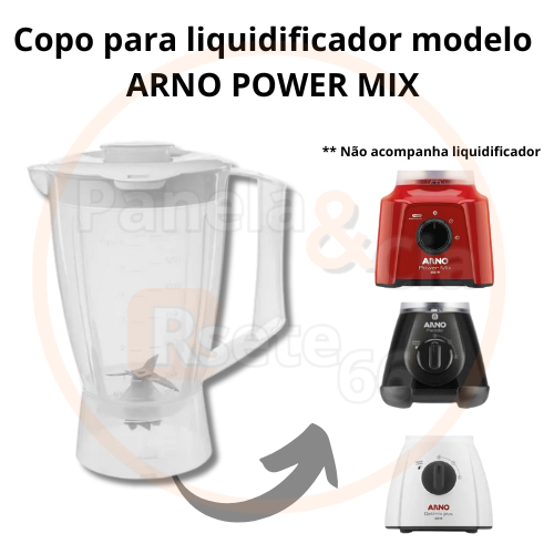 Copo para liquidificador ARNO OPTIMIX PLUS , POWER MIX e NEW FACICLIC LN37 NEW FACICLIC TOP LN38 translúcido