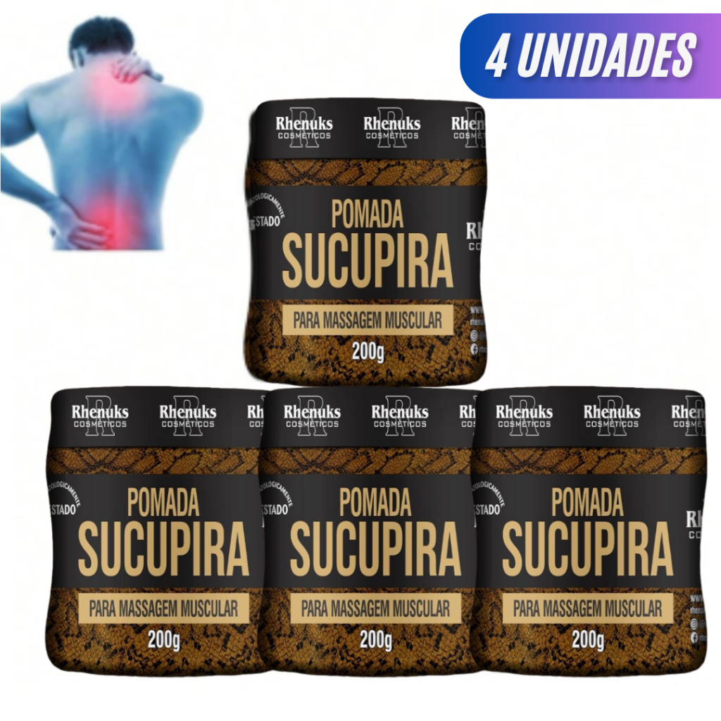 Kit 4un Pomada para Massagem Muscular Sucupira 200g - Rhenuks