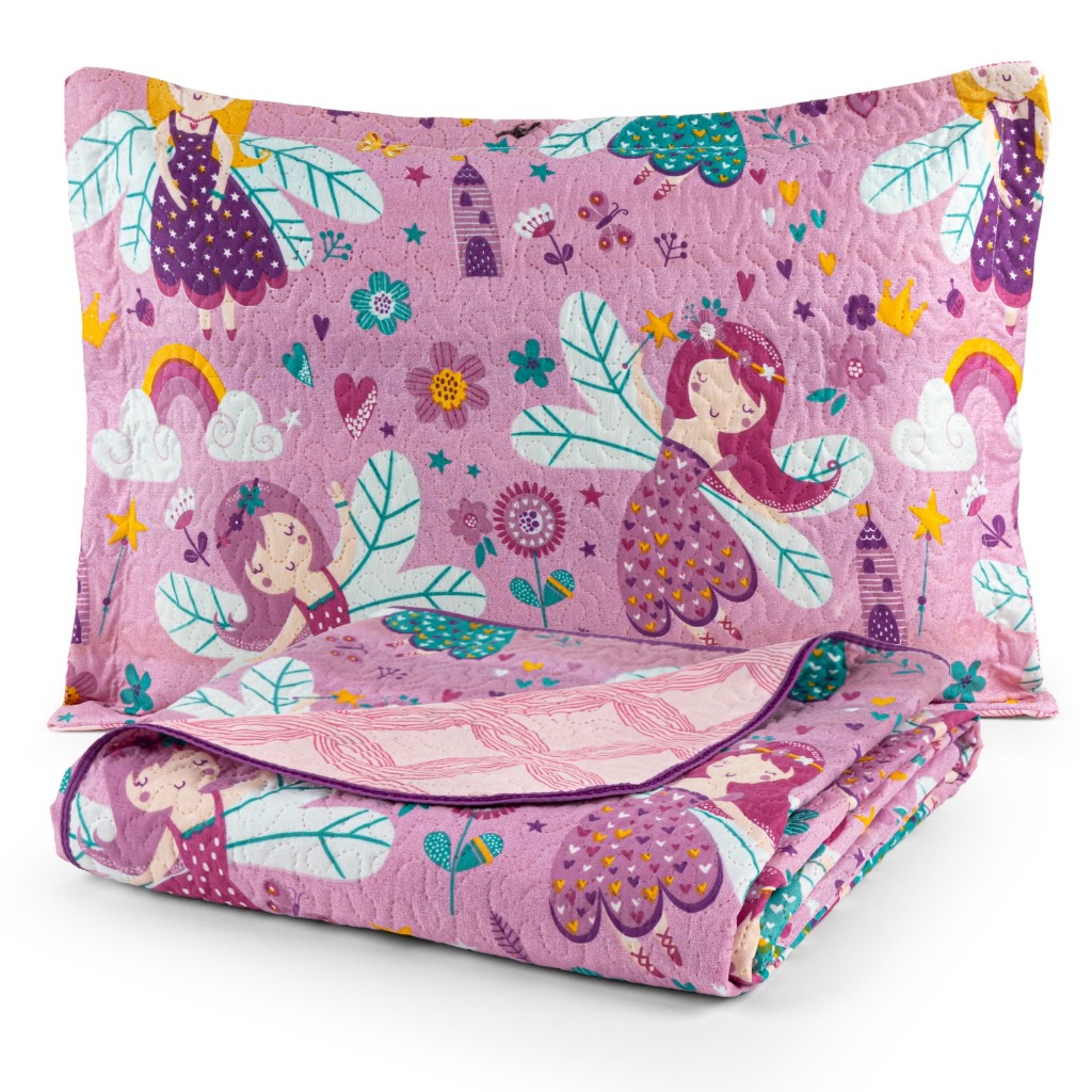 Kit Cobre Leito Solteiro 2 Peças Colcha Dupla Face Infantil Bouti em Oferta na Shopee