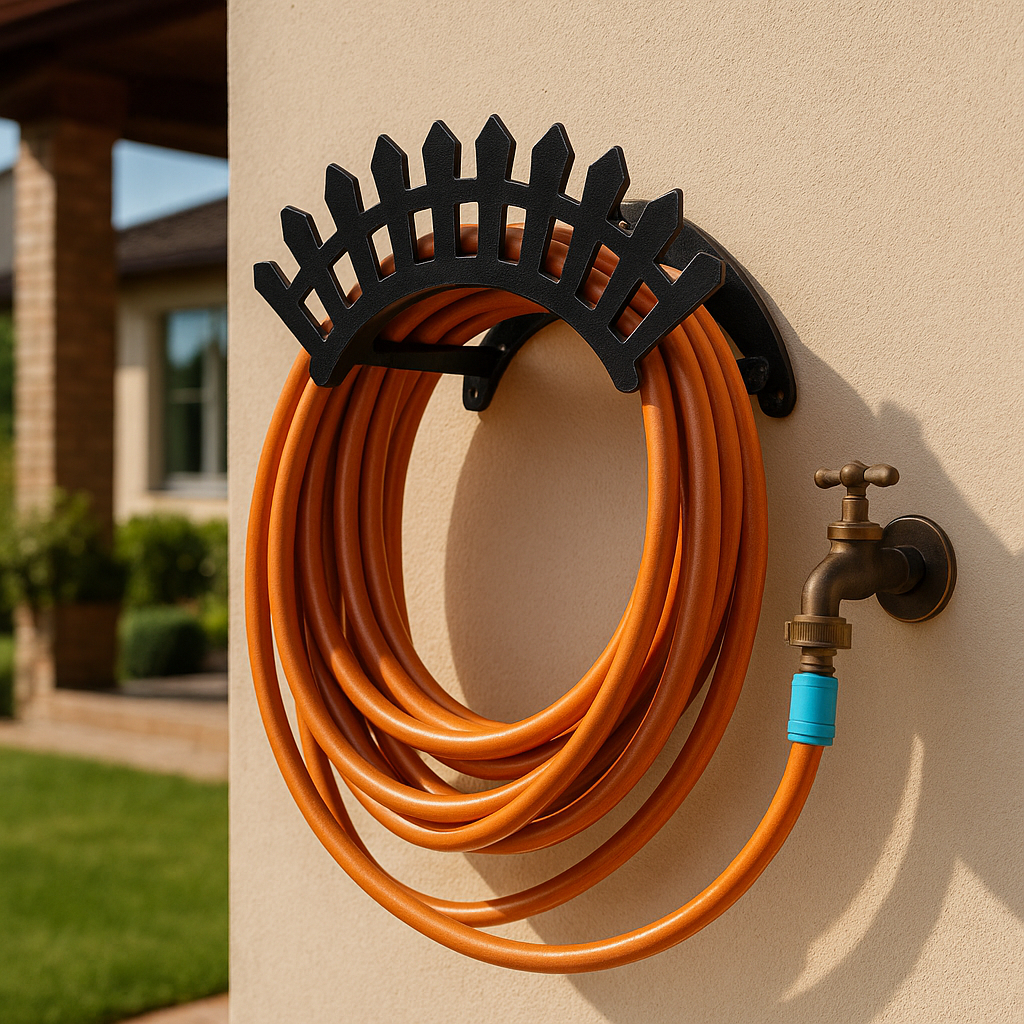 Suporte de enrolar mangueira de jardim quintal suporte fixo na parede em aço modelo CERCA