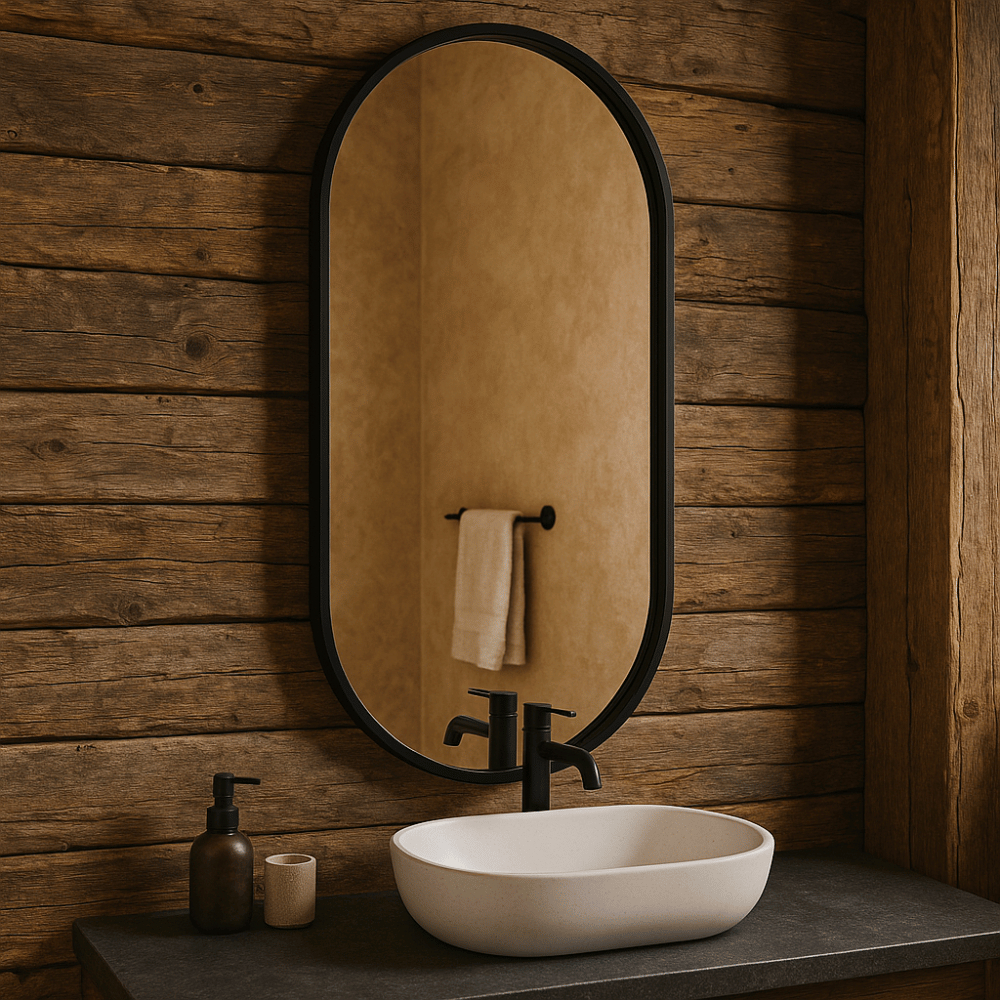 Espelho Lopazzi Oval Decorativo Grande Com Moldura de Alumínio 80x50cm Para Banheiro Quarto Sala - Home & Living