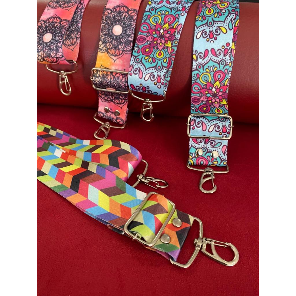 Alça Transversal Para Bolsa Estampada 4cm x 140cm Com Regulagem Estampas Variadas