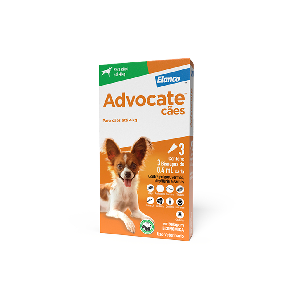 Antipulgas Vermes Sarnas Elanco Advocate 0,4ml Para Caes - Pets