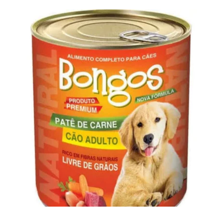 Ração Úmida Patê Lata Cães Adultos Sabor Carne 280g Bongos