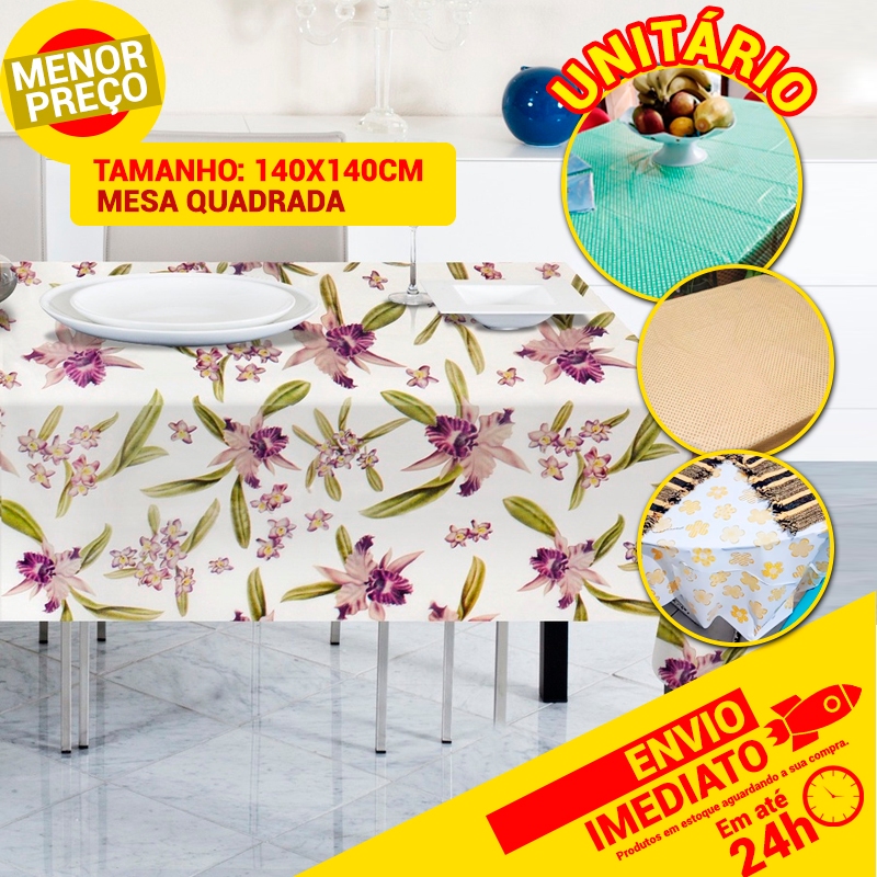 Toalha de Mesa Impermeável Estampas Sortidas Decoração Cozinha 4 Lugares 140 x 140cm em Oferta na Shopee