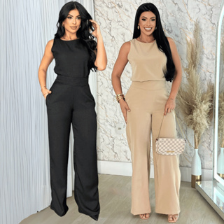 Conjunto Feminino Calça Pantalona e Blusa Feminina Estilosa Moda Casual Social Alfaiataria Premium em Oferta na Shopee