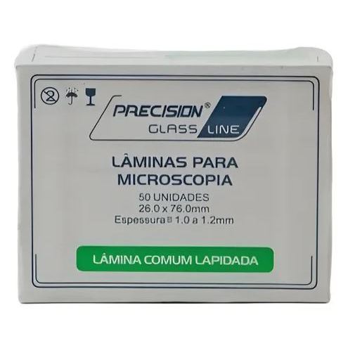 Lâminas de Vidro Fosco Lapidado para Microscopia (26x76mm) Precision Glass Line 50un. - Health