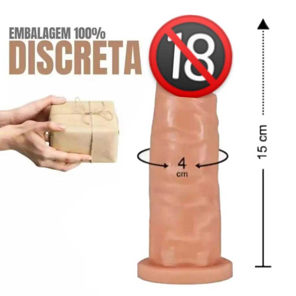 Pênis de Borracha Garanhão Grande e Grosso Dildo Ultra Realista Macio 15 cm x 4cm Embalagem Discreta em Oferta na Shopee