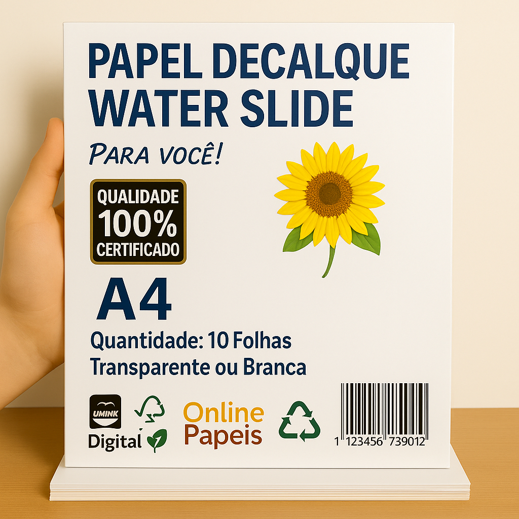 Papel Decalque WaterSlide  Toboágua 10 folhas A4 Gomado Transparente ou branco Jato Tinta em Oferta na Shopee