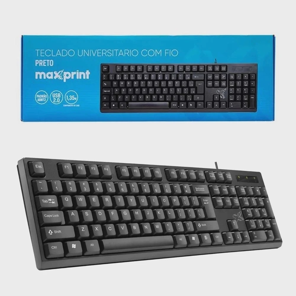Teclado Padrão USB 2.0 para Computador e Notebook compativel Windows ABNT2 da Maxprint