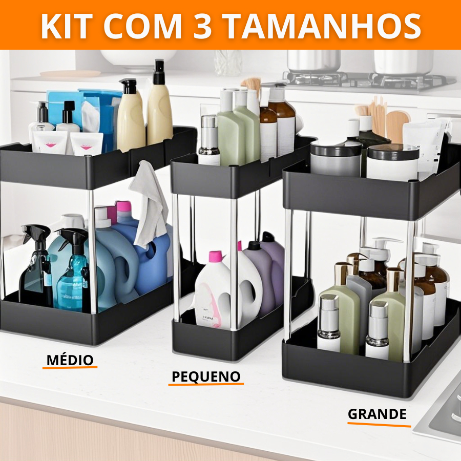 Kit 3 Tamanhos Prateleira Multiuso 2 Andares para Banheiro Cozinha Quarto Lavanderia