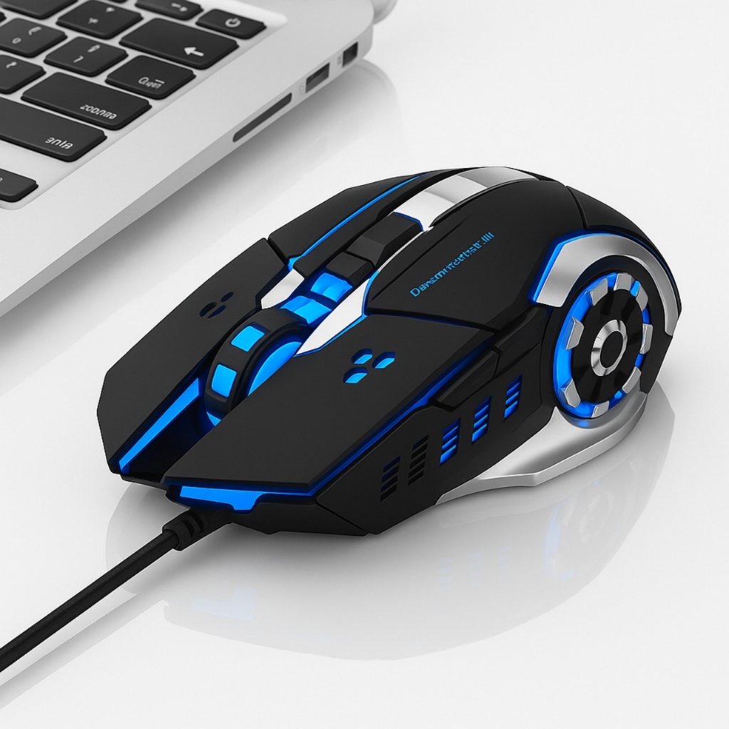 Mouse Gamer 3600 DPI ajustável 6 Botoes Com LED Iluminado RGB Com Fio USB Para Jogos