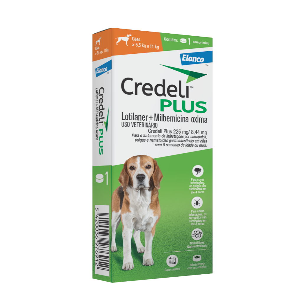 Antipulgas Credeli Plus Cães 5,5Kg A 11Kg 1 Comprimido Elanco - Pets