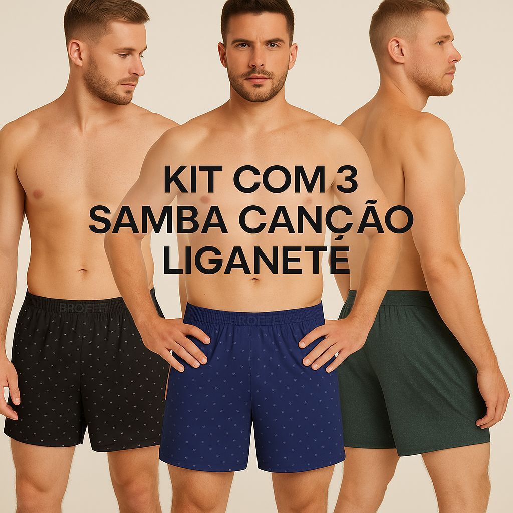 Kit 3 Cuecas Samba Canção Short Malha Fria Pijama Dormir em Oferta na Shopee