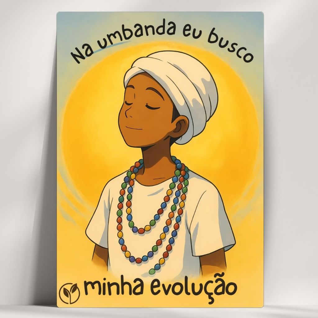 Quadro Decorativo Orixá - Na Umbanda Busco minha Evolução! - Exú, Umbanda, Candomblé com mensagens!