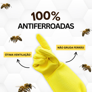 Luva Apicultor Antiferroadas Não Gruda Ferrão Tecido Cross Resistente Proteção Manejo SR Apicultura em Oferta na Shopee