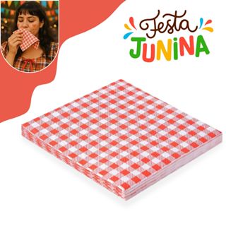 Kit Guardanapo Papel Luxo Estampado 25X25 Folha Dupla Xadrez Festa Junina Decorativo Premium Caipira em Oferta na Shopee
