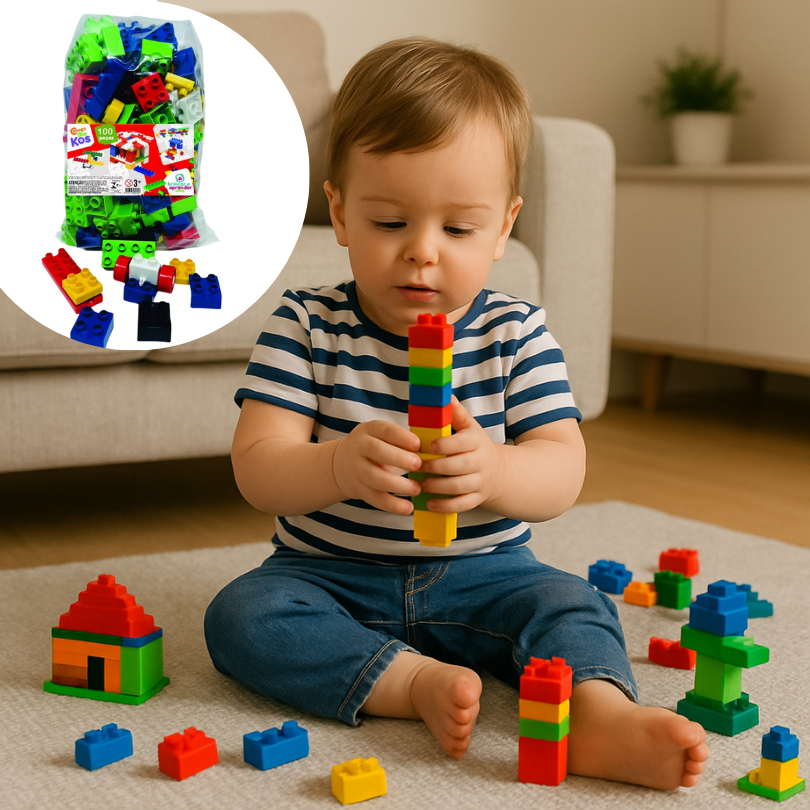 Brinquedos Bloco de Montar Com Rodinhas 100 Pçs Casinha Caminhão Trem Menina/Menino Otima Qualidade