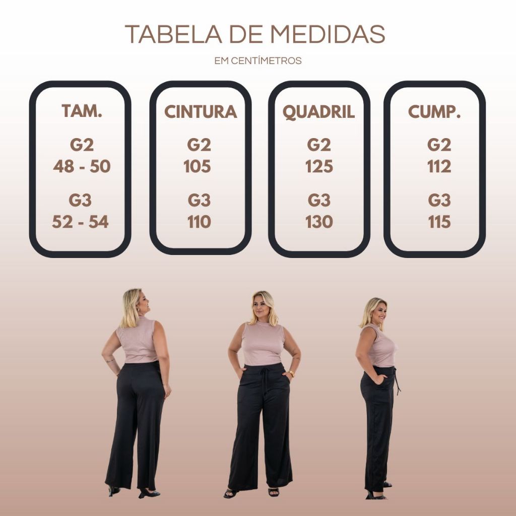 Calça Pantalona Wide Leg Inverno Plus Size Cós Alto G2 G3 — imagem 2 de 2