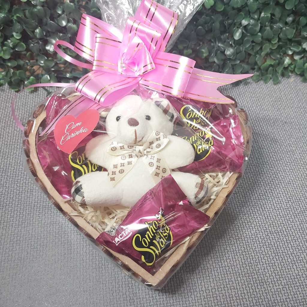 Cesta Coração de Chocolate + Chaverinho Presente ,amorado, Aniversário para Amigo Pai Mãe em Oferta na Shopee