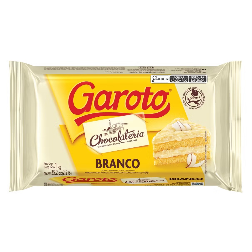 Barra de Chocolate Garoto Branco 1KG