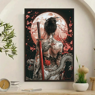 Quadro Decorativo Arte Japonesa Mulher Samurai com Espada | MDF 3mm | 30x20 e 60x40 | Sala e Hall em Oferta na Shopee