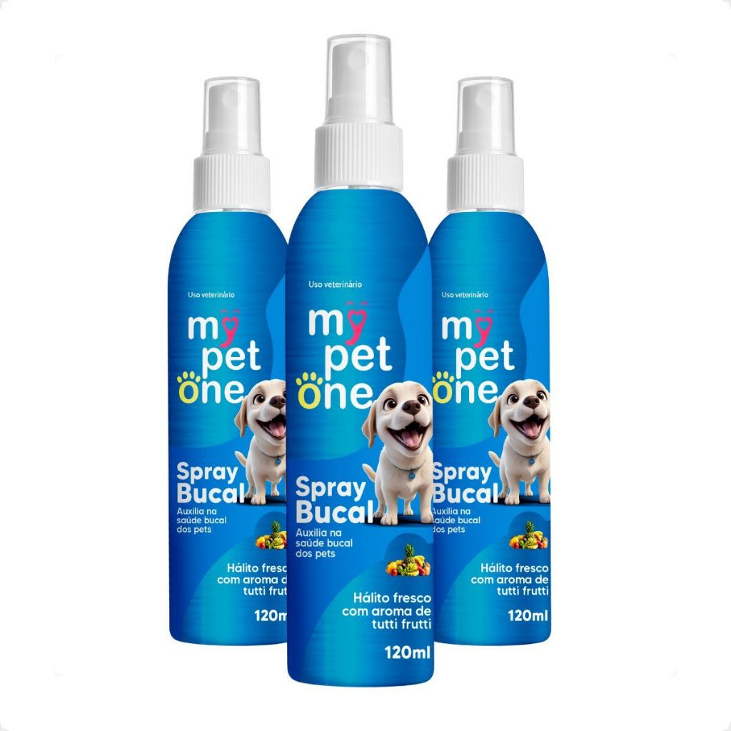 Kit 3 Spray Bucal Tutti Frutti para Cães e Gatos Mypetone - 120mL em Oferta na Shopee