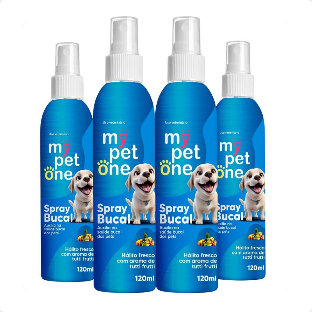 Kit 4 Spray Bucal Tutti Frutti para Cães e Gatos Mypetone - 120mL em Oferta na Shopee