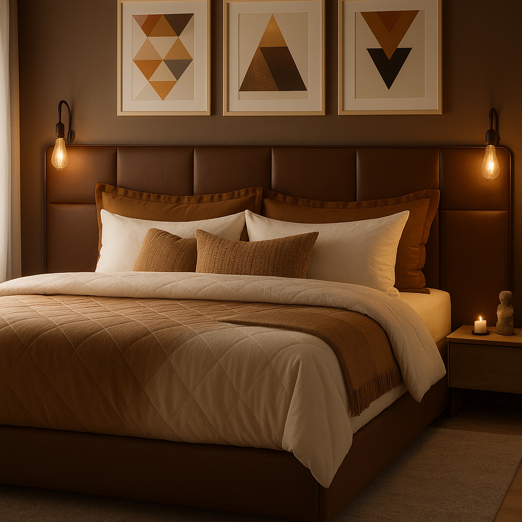 Kits Cabeceira Estofada 30x40 Courino Marrom Módulo Minimalista Macio Cama Solteiro Casal Queen King