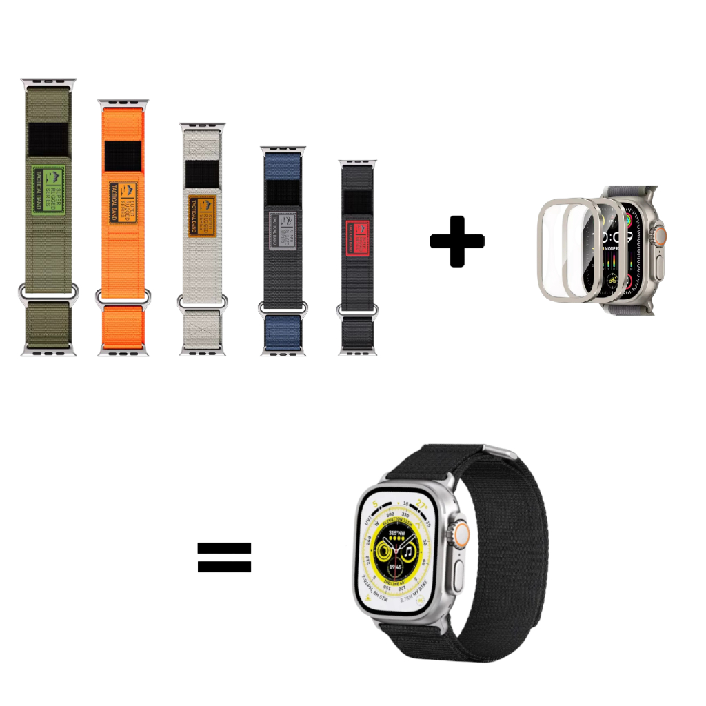 Kit Pulseira De Nylon + Moldura de Tela com Quadro de Titanium  Para Relógio App