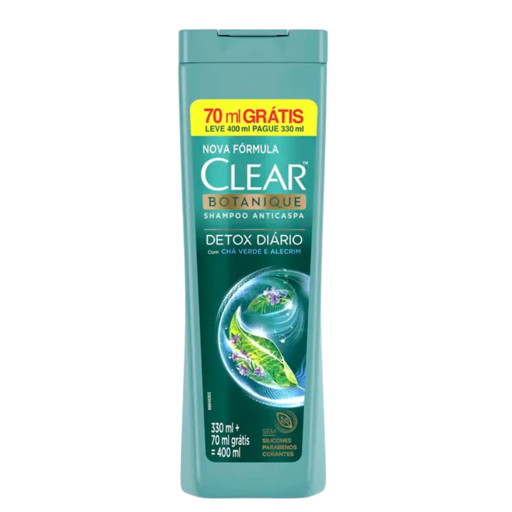 Clear Men Shampoo Detox Diário 200ml – Anticaspa e Limpeza Refrescante - Leve 400Ml Pague 330Ml
