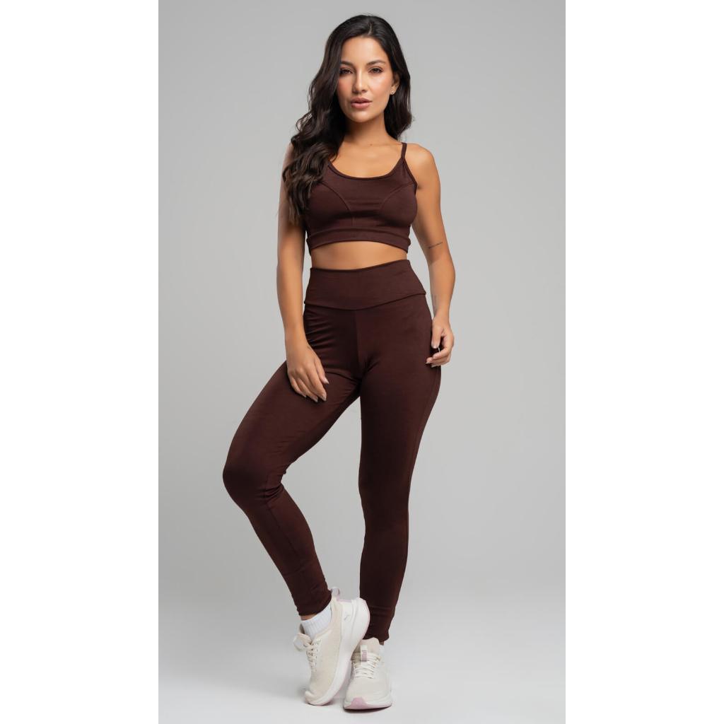 Conjunto Fitness Vicbela Calça Legging + Top Suplex Zero Transparência Moda Fitness Academia